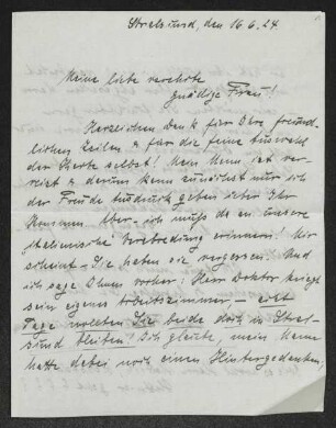 Brief von Hildegard Haussmann an Margarete Hauptmann