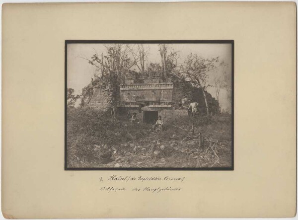 "The main building... East façade..." (With three members of the expedition)