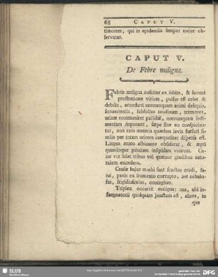 Caput V. De Febre maligna