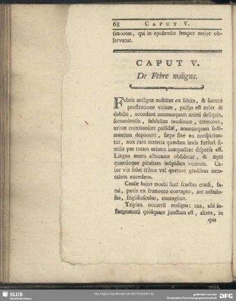 Caput V. De Febre maligna