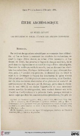 3.Ser. 6.1895: Étude archéologique : le soleil levant; les couleurs du soleil d'après les anciens égyptiens