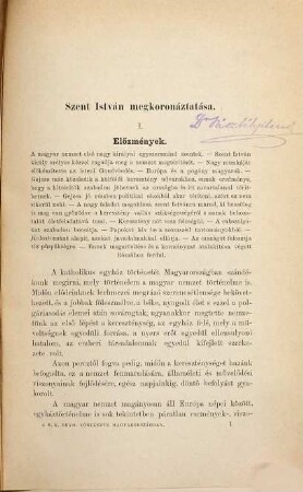 A római katholikus egyház története Magyarországban : a Szent-István-Társulattól tárkányi-díjjal jutalmazott pályamunka, 1. Szent István király koronáztatásától Szent László király haláláig, 1000 - 1095