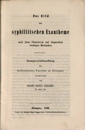 Das Bild der syphilitischen Exantheme nach ihren Characteren und diagnostisch wichtigen Merkmalen