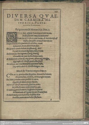 Diversa Quaedam Carmina Historica, Pantaleonis Candidi