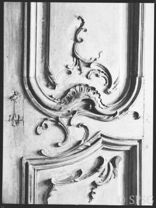 Berlin, Schloss Charlottenburg, Neuer Flügel, Gelbe Atlaskammer, R.: 346, Türornament.