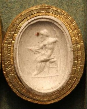 Sitzender Jupiter mit Zepter und Donnerkeil (Daktyliothek, Erstes Mythologisches Tausend)