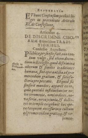 Articulus 4. De Discrimine Ciborum & similibus Traditionibus