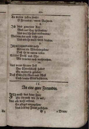 IX. An eine gute Freundin