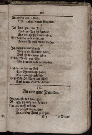 IX. An eine gute Freundin
