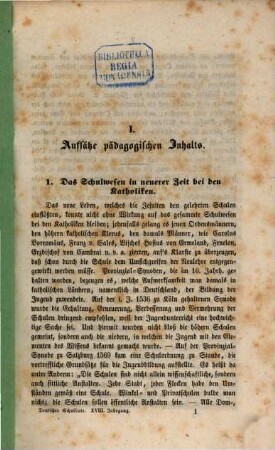 Der deutsche Schulbote : eine katholisch-pädagogische Zeitschrift für Schulmänner geistlichen und weltlichen Standes .... 18, 18. 1859