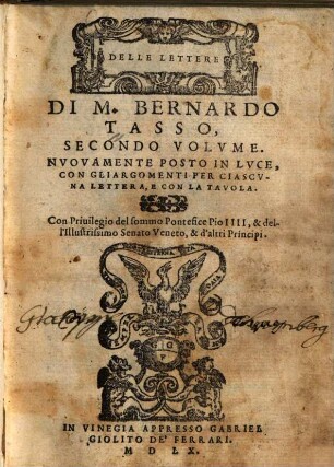 Delle lettere di M. Bernardo Tasso ... volume. 2