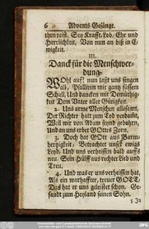 III. Danck für die Menschwerdung.