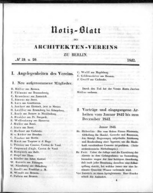1842: Notizblatt des Architekten-Vereins zu Berlin