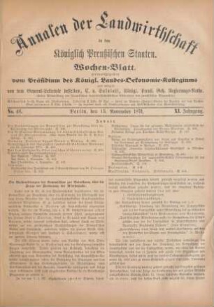 No. 46. Berlin, den 15. November 1871. XI. Jahrgang.
