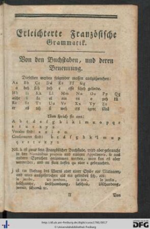 Erleichterte Französische Grammatik.