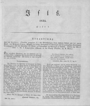 1835: Isis : encyclopädische Zeitschrift, vorzügl. für Naturgeschichte, vergleichende Anatomie u. Physiologie