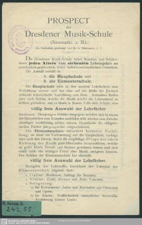 Prospect der Dresdener Musik-Schule
