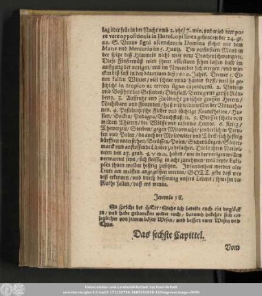 Das sechste Capittel. Vom Krieg/ Auffruhr/ auch von anderm unglück dieser schnöden und bösen Welt.