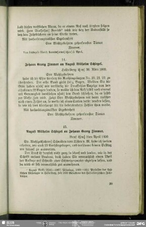 Johann Georg Zimmer an August Wilhelm von Schlegel, Heidelberg, 30.03.1809