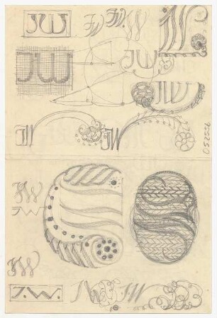 Monogramm- und Ornamentstudien : Grafische und ornamentale Gestaltungsstudien zu den Initialen I W