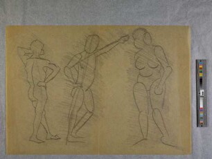 Zeichenheft Corona Krause Klasse 1b (drei Körperstudien; aus dem Unterricht - Aktzeichnen - bei Oskar Schlemmer)