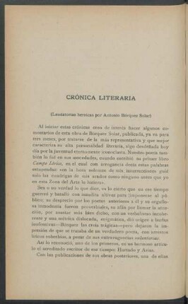 Crónica literaria : (Laudatorias heroicas por Antonio Bórquez Solar)