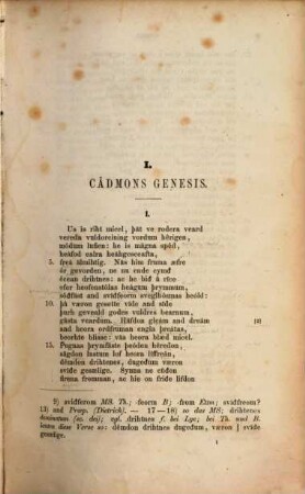 Bibliothek der angelsächsischen Poesie : in kritisch bearbeiteten Texten und mit vollständigem Glossar, 1. Text, I