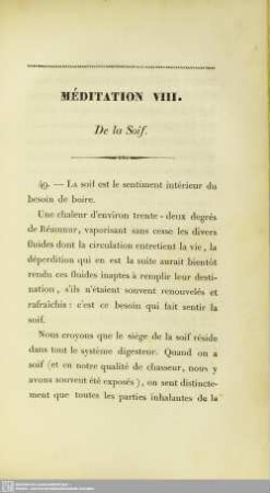 Méditation VIII. De la Soif