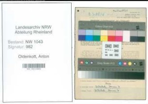Entnazifizierung Anton Oldenkott , geb. 21.08.1891 (Finanzbeamter)