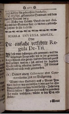 Regula Inversa Simplex. Die einfache verkehrte Regula de Tri.