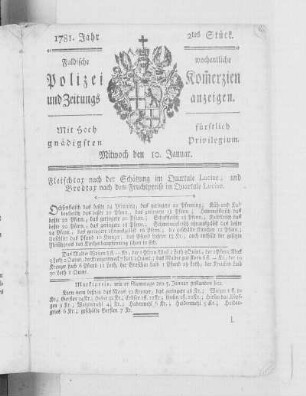 2tes Stück., Ausgabe vom 10. Januar 1781