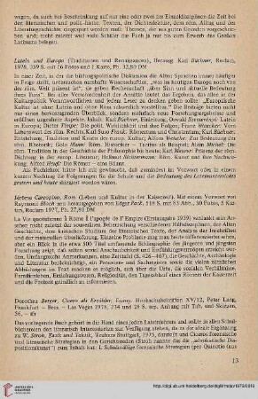 22: [Rezension von: Karl Büchner (Hrsg.), Latein und Europa (Traditionen und Renaissancen)]