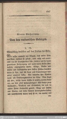 Vierte Abtheilung. Von den vulkanischen Gebirgen