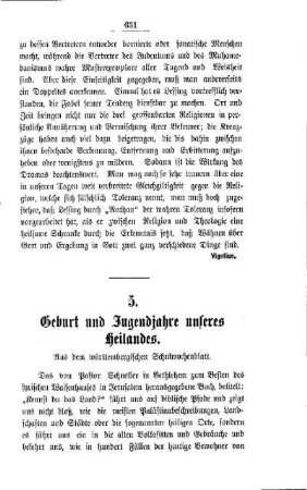 Geburt und Jugendjahre unseres Heilandes