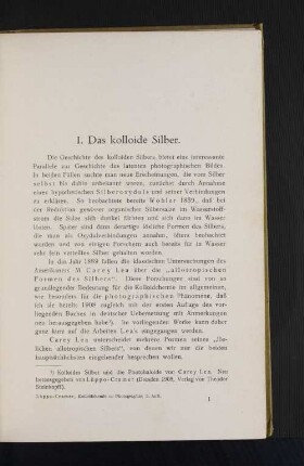 I. Das kolloide Silber.