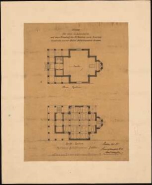Leichenhalle der St. Markus-und-Andreas-Gemeinde, Berlin-Lichtenberg: Grundriss Gruftgeschoss, EG