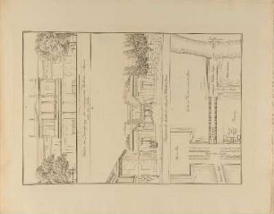 Illustration: Facade des Durchgangs der verlängerten Wilhelms-Strasse unter den Linden. / Perspectivische Ansicht der verlängerten Wilhelms-Strasse.