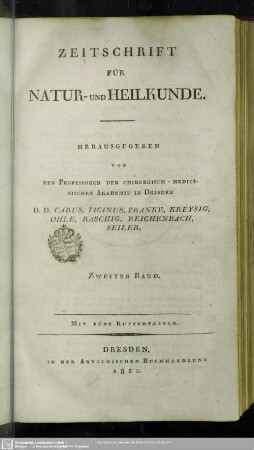 2.1822: Zeitschrift für Natur- und Heilkunde