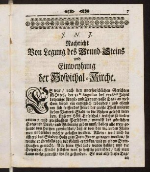 7-27, Nachricht von Legung des Grund-Steins ...