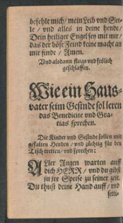 Wie ein Hausvater seim Gesinde sol leren das Benedicite und Gratias sprechen.