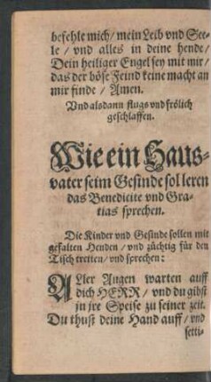 Wie ein Hausvater seim Gesinde sol leren das Benedicite und Gratias sprechen.