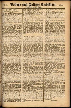 Zweite Ausgabe vom Samstag, den 15. August 1896.
