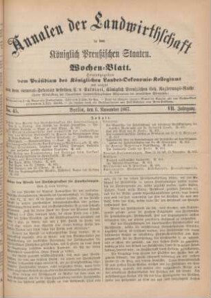 No. 45. Berlin, den 6. November 1867. VII. Jahrgang.