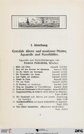 Gemälde älterer und moderner Meister, Aquarelle und Kunstblätter (Nr. 1-146)