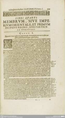 LIBRI QUARTI MEMBRUM, SIVE IMPERIUM ORIENTALE, ET PRIMUM DE IPSIUS REGNO, SIVE PARTICULA SPIRITUALI.