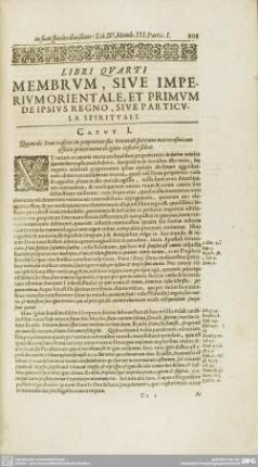 LIBRI QUARTI MEMBRUM, SIVE IMPERIUM ORIENTALE, ET PRIMUM DE IPSIUS REGNO, SIVE PARTICULA SPIRITUALI.