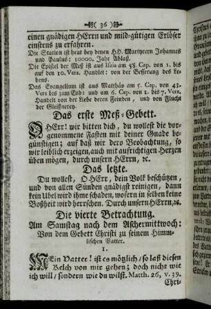 Die vierte Betrachtung. Am Samstag nach dem Aschermittwoch : Von dem Gebett Christi zu seinem Himmlischen Vatter.