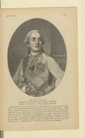 Louis XVI (1754 - 1793). D'après le portrait peint par Duplessis (1725-1802). Château de Versailles. - Photographie Hachette