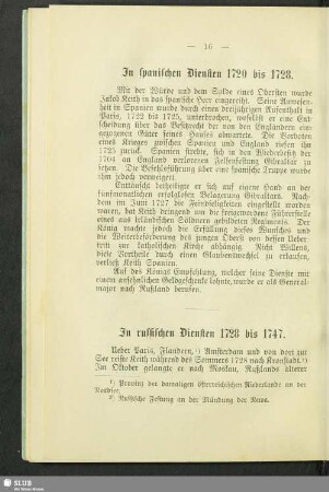In spanischen Diensten 1720 bis 1728
