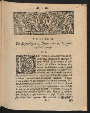 Sectio I. De Etymologia, Definitione ac Origine Fortalitiorum.